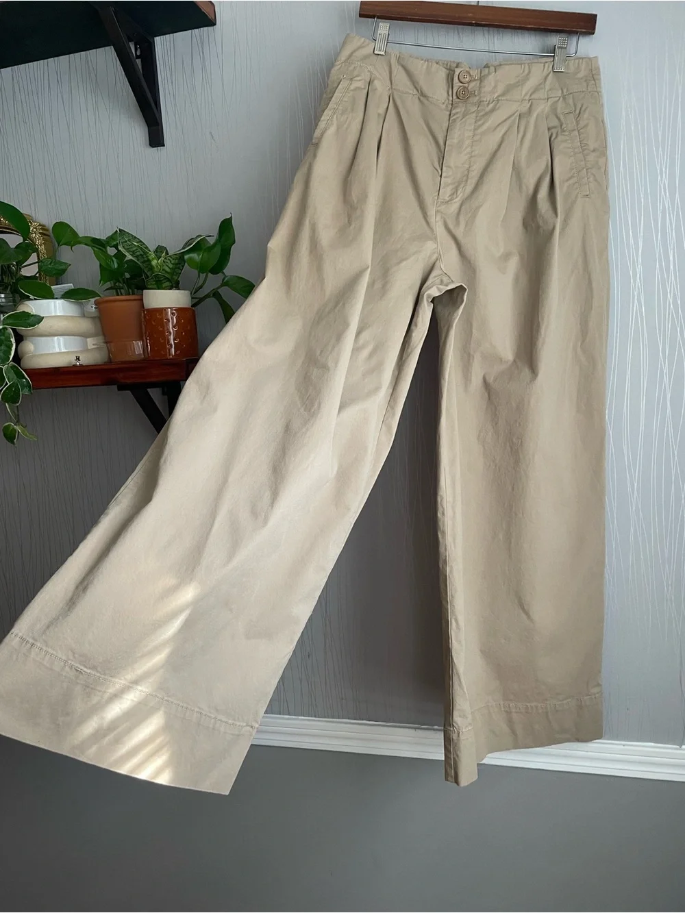 Maeve by Anthropologie Khaki Wide Leg Pants Women’s Size 10 Pleated High Rise - Picture 5 of 12